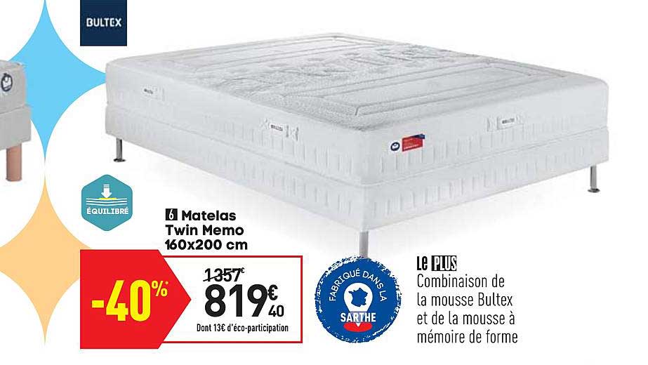 Matelas Twix Memo 160 X 200 Cm Bultex