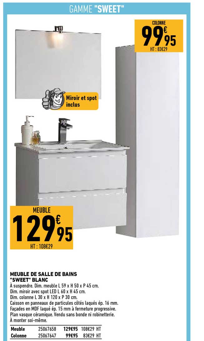 Meuble De Salle De Bains "sweet" Blanc
