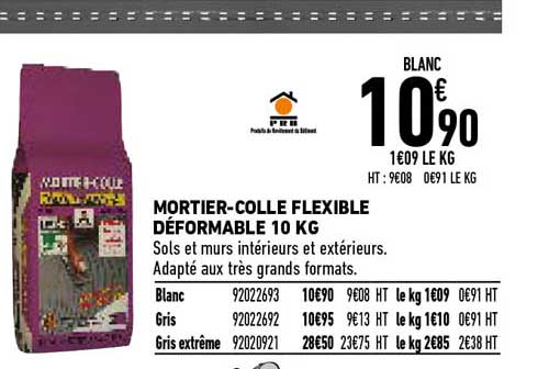 mortier-colle flexible déformable 10 kg