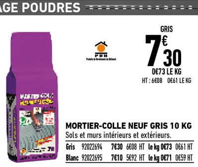 mortier-colle neuf gris 10 kg