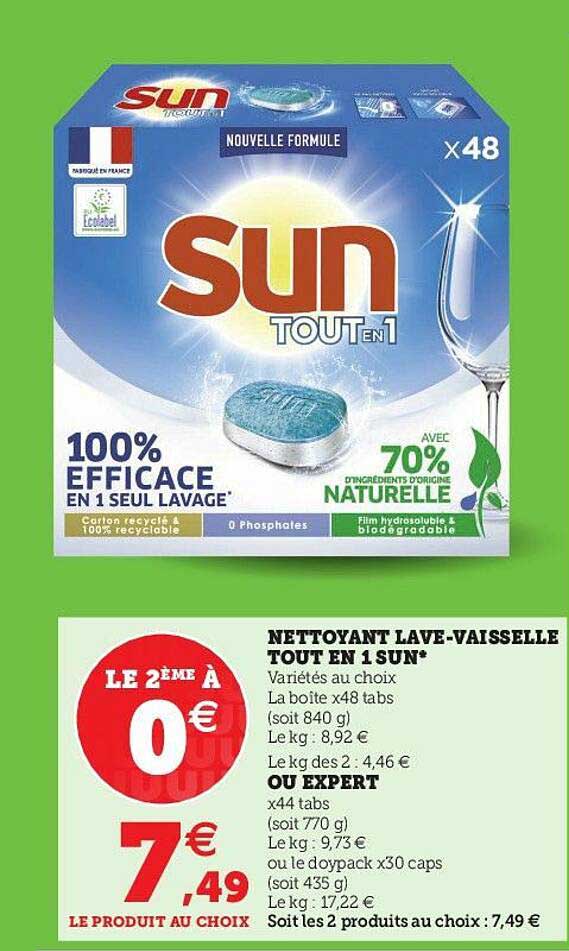 nettoyant lave-vaisselle tout en 1 sun ou expert