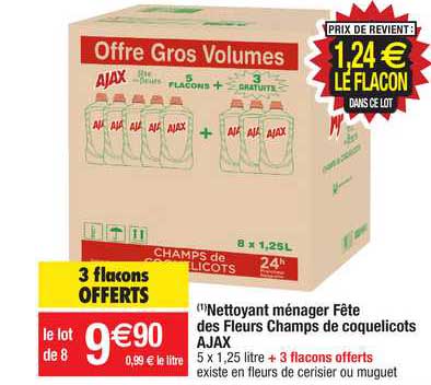 nettoyant ménager fête des fleurs champs de coquelicots ajax