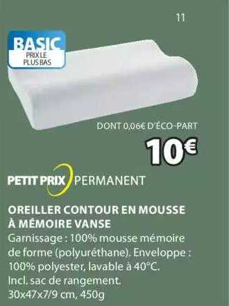 Oreiller Contour En Mousse à Mémoire Vanse