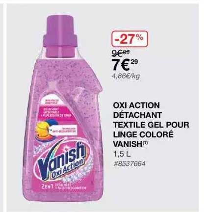 oxi action détachant textile gel pour linge coloré vanish