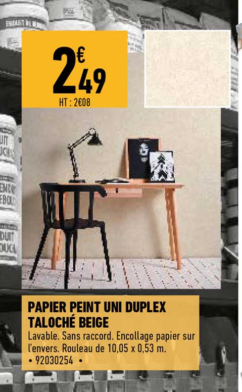 Papier Peint Uni Duplex Taloché Beige