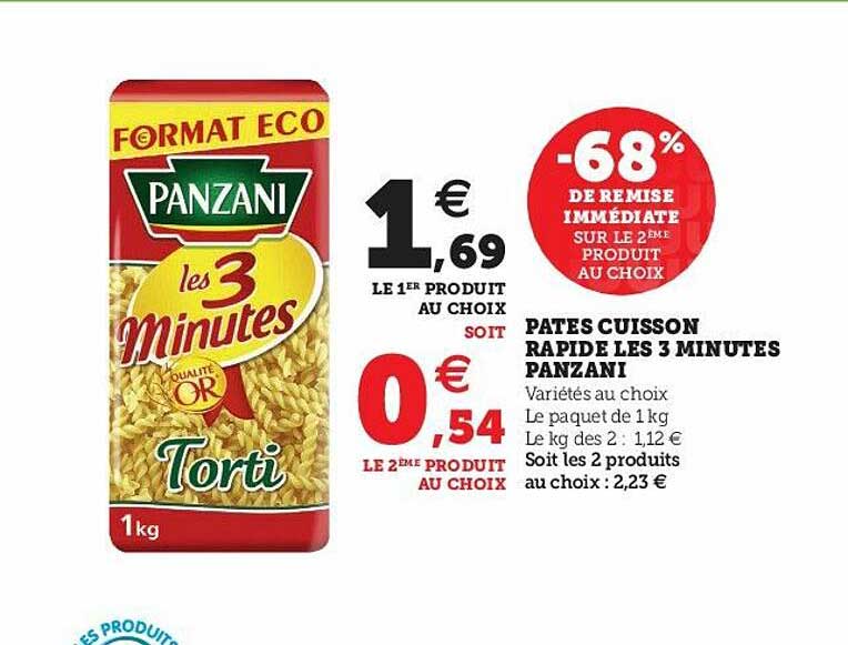 pâtes cuisson rapide les 3 minutes panzani