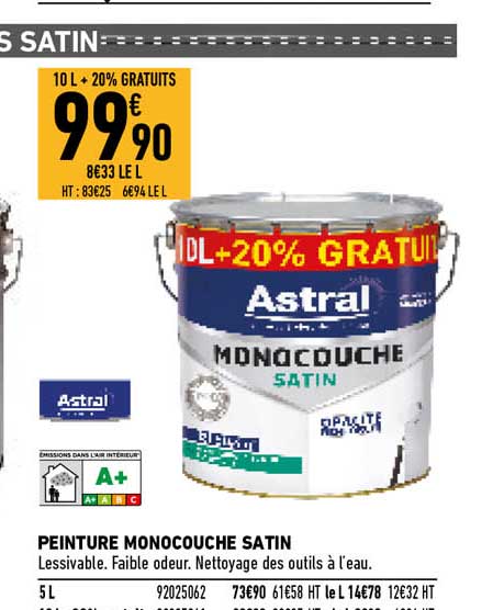 peinture monocouche satin astral