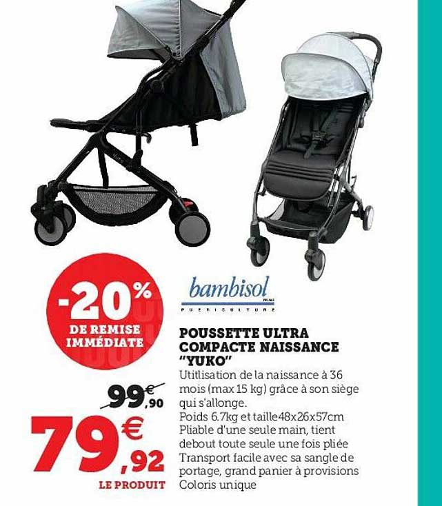poussette ultra compacte naissance "yuko" bambisol