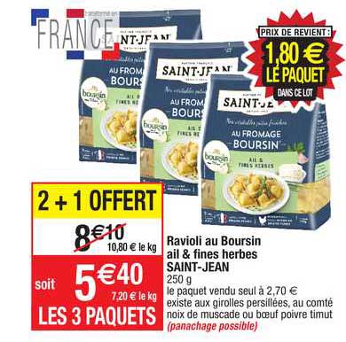 ravioli au boursin ail & fines herbes saint-jean