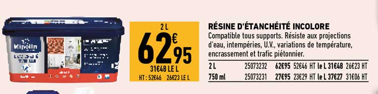 résine d'étanchéité incolore