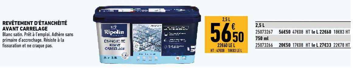 revêtement d'étanchéité avant carrelage