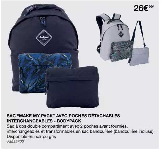 sac "make my pack" avec poches détachables interchangeables - bodypack