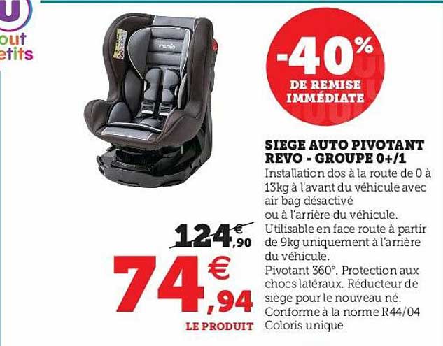 siège auto pivotant revo - groupe 0+-1