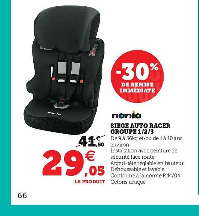 siège auto racer groupe 1-2-3 nania
