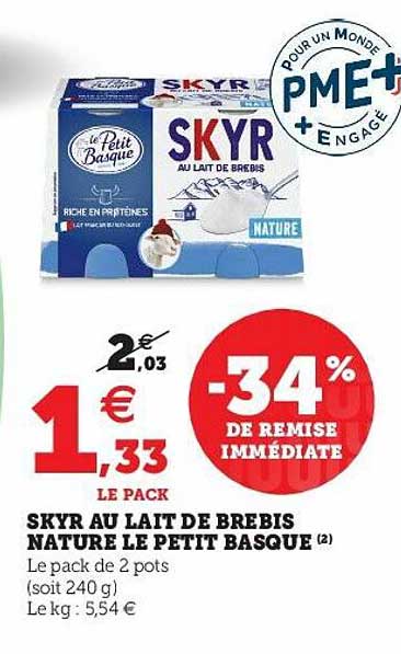 Skyr Au Lait De Brebis Nature Le Petit Basque