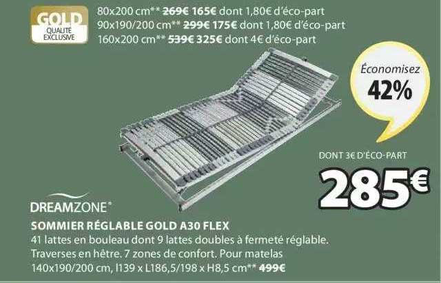 Sommier Réglable Gold A30 Flex Dreamzone
