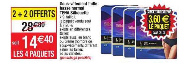 sous-vêtement taille basse normal tena silhouette