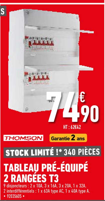 tableau pré-équipé 2 rangées t3