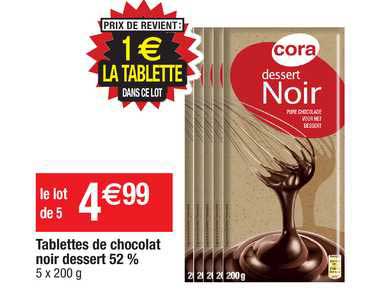Tablettes De Chocolat Noir Dessert 52%