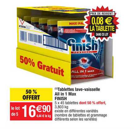 tablettes lave-vaisselle all in 1 max finish