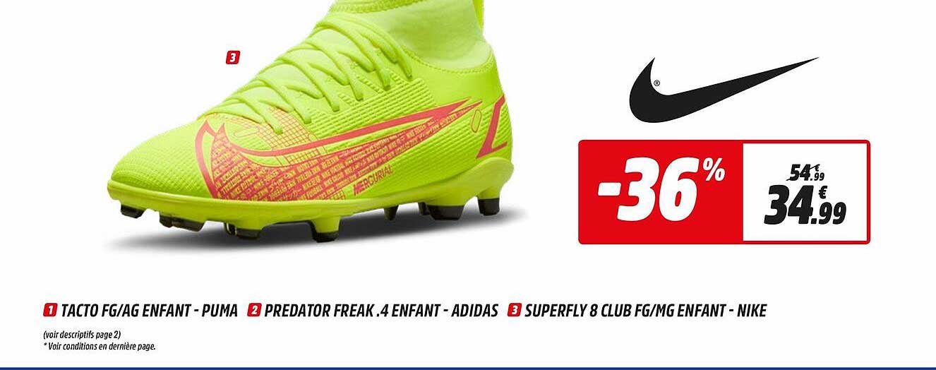 tacto fg-ag enfant puma, predator freak .4 enfant adidas, superfly 8 club fg-mg enfant nike