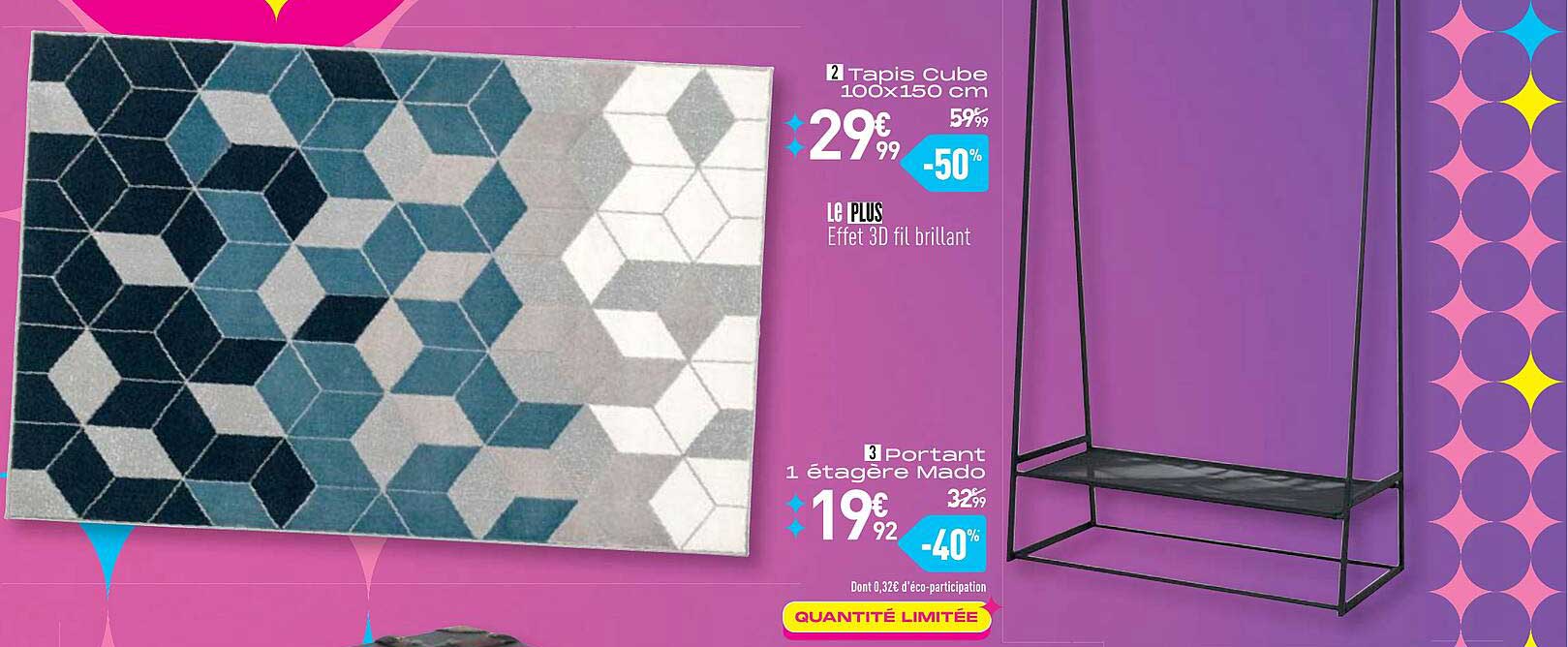 Tapis Cube 100 X 150 Cm, Portant 1 étagère Mado