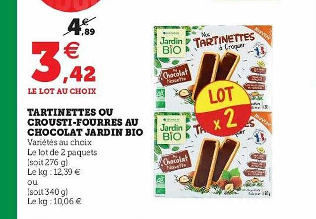 tartinettes ou crousti-fourrés au chocolat jardin bio