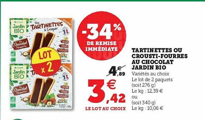 tartinettes ou crousti-fourrés au chocolat jardin bio