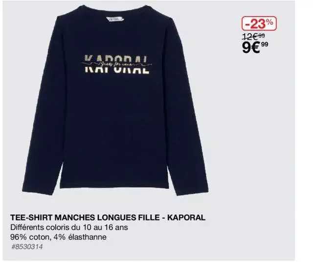tee-shirt manches longues fille - kaporal