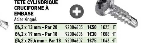 tête cylindrique cruciforme à embase