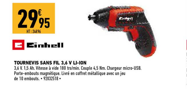 tournevis sans fil 3.6 v li-ion einhell
