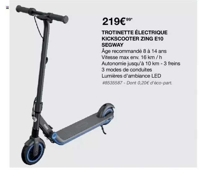 trotinette électrique kickscooter zing e10 segway