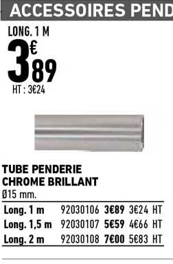 tube penderie chrome brillant