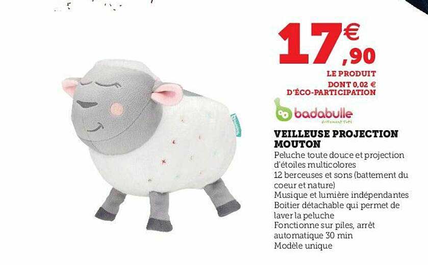 veilleuse projection mouton badabulle