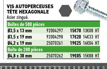 vis autoperceuses tête hexagonale