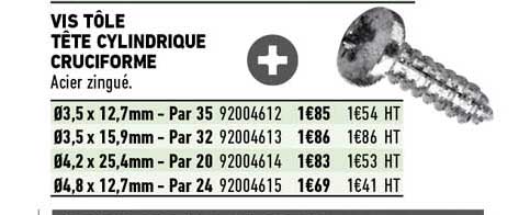 vis tôle tête cylindrique cruciforme