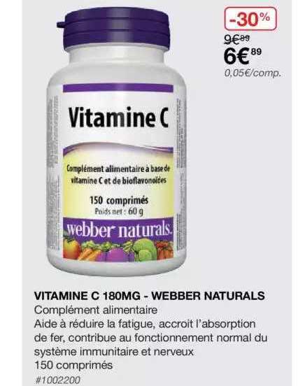 vitamine c 180mg - webber naturals