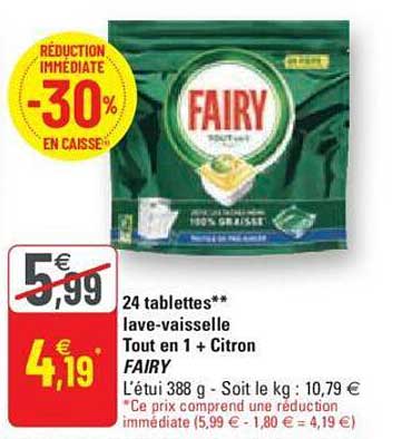 24 tablettes lave-vaisselle tout en 1 + citron fairy