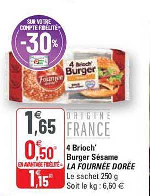 4 brioch' burger sésame la fournée dorée