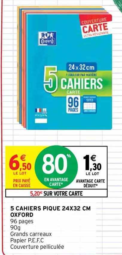 5 cahiers piqué 24x32 cm oxford