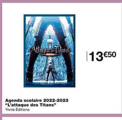 agenda scolaire 2022-2023 l'attaque des titans