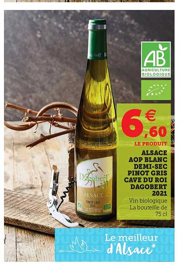 alsace aop blanc demi-sec pinot gris cave du roi dagobert 2021