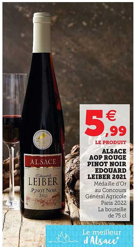alsace aop rouge pinot noir edouard leiber 2021