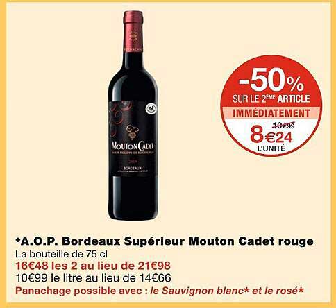 Aop Bordeaux Supérieur Mouton Cadet Rouge