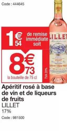apéritif rosé à base de vin et de liqueurs de fruits lillet