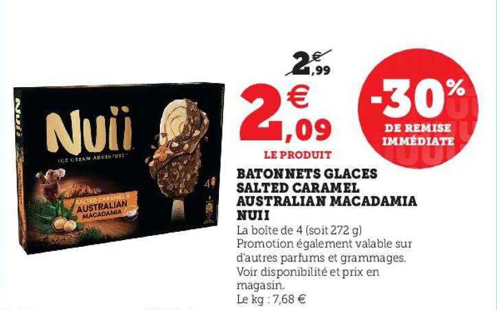 bâtonnets glacés salted caramel australian macadamia nuii