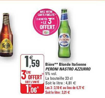 Bière Blonde Italienne Peroni Nastro Azzurro