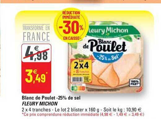 blanc de poulet -25% de sel fleury michon