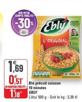 blé précuit cuisson 10 minutes ebly