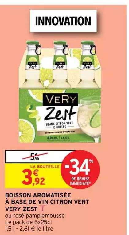 boisson aromatisée à base de vin citron vert very zest
